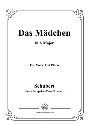 Book cover for Schubert-Das Mädchen,in A Major,for Voice&Piano