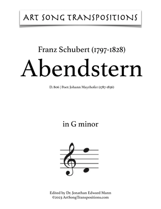 Book cover for SCHUBERT: Abendstern, D. 806 (transposed to G minor)