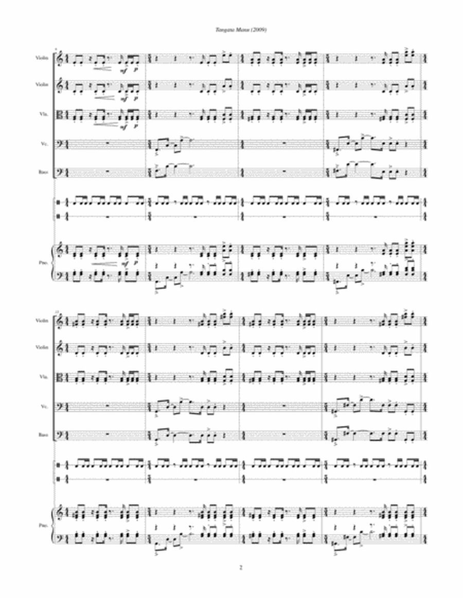 Tangata Manu (2009) for piano, percussion and string quintet