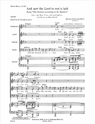 Book cover for St. Matthew Passion: And Now the Lord to Rest is Laid, BWV 244