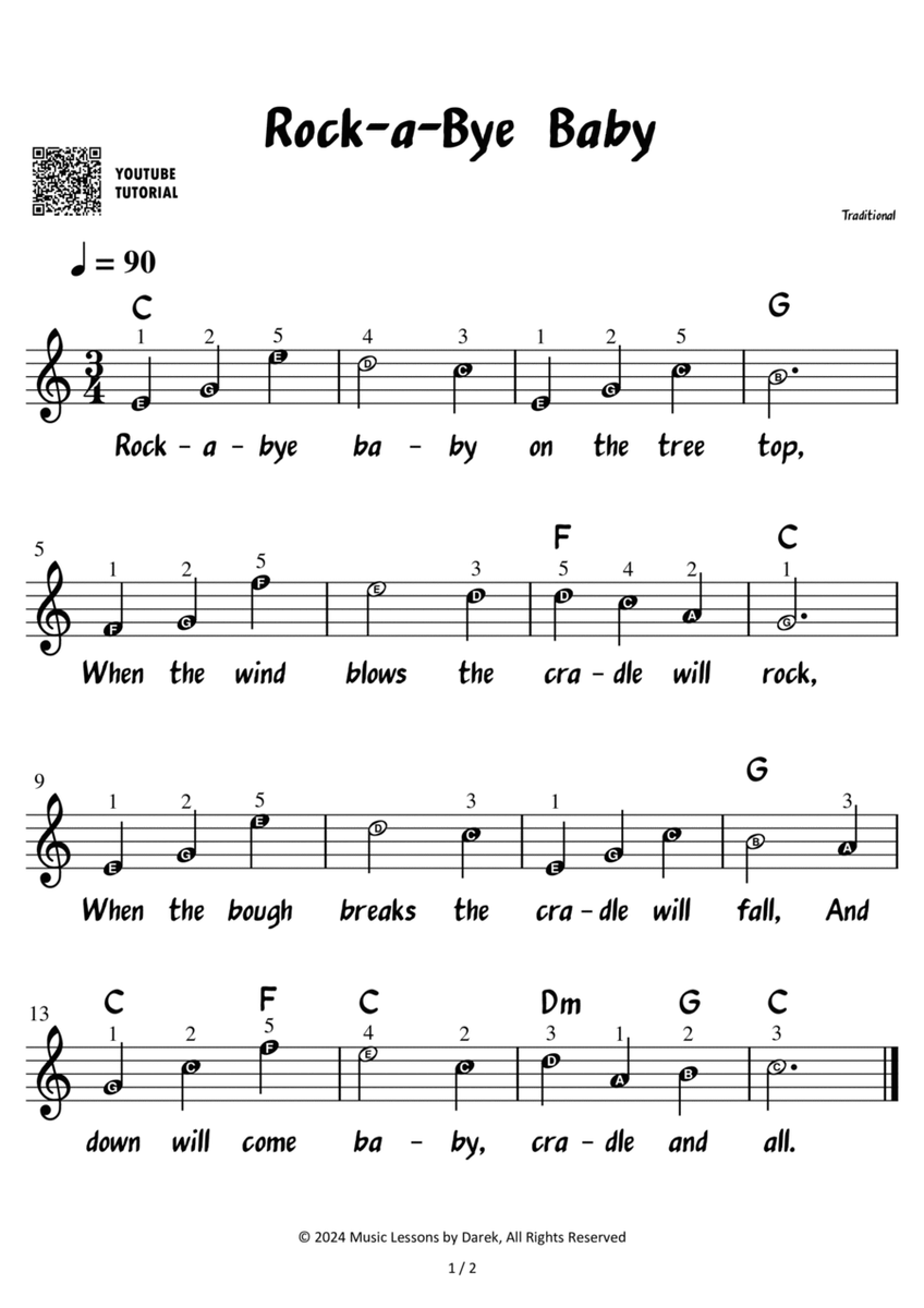 Rock-a-Bye Baby – Traditional Children Song [VERY EASY] image number null