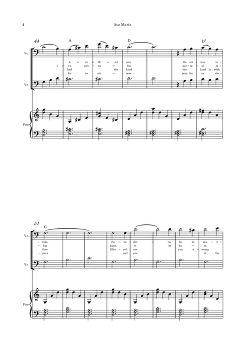 Ave Maria - Cello duet and piano image number null