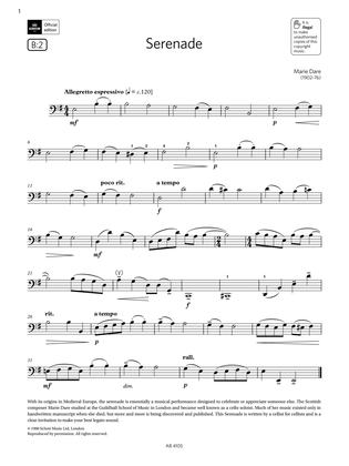 Serenade (Grade 2, B2, from the ABRSM Cello Syllabus from 2024)