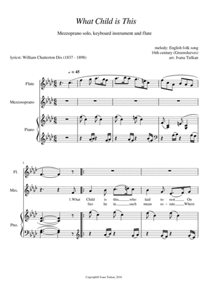 What Child is This, for mezzosoprano solo, flute and piano, F minor/G minor