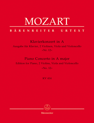 Book cover for Piano Concerto, No. 12 A major, KV 414