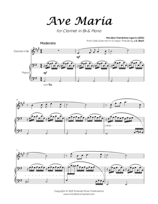 Book cover for Ave Maria on BACH Cello Suite for Clarinet in B-flat & Piano