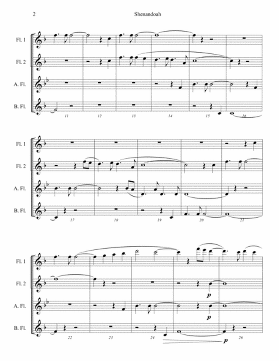 Shenandoah for flute choir