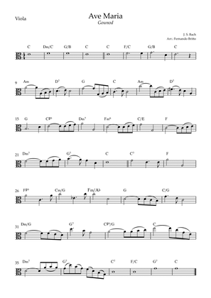 Ave Maria (Gounod) for Viola Solo with Chords (C Major)
