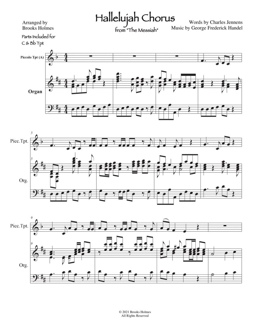 Hallelujah Chorus from "The Messiah" for Solo Trumpet & Organ image number null