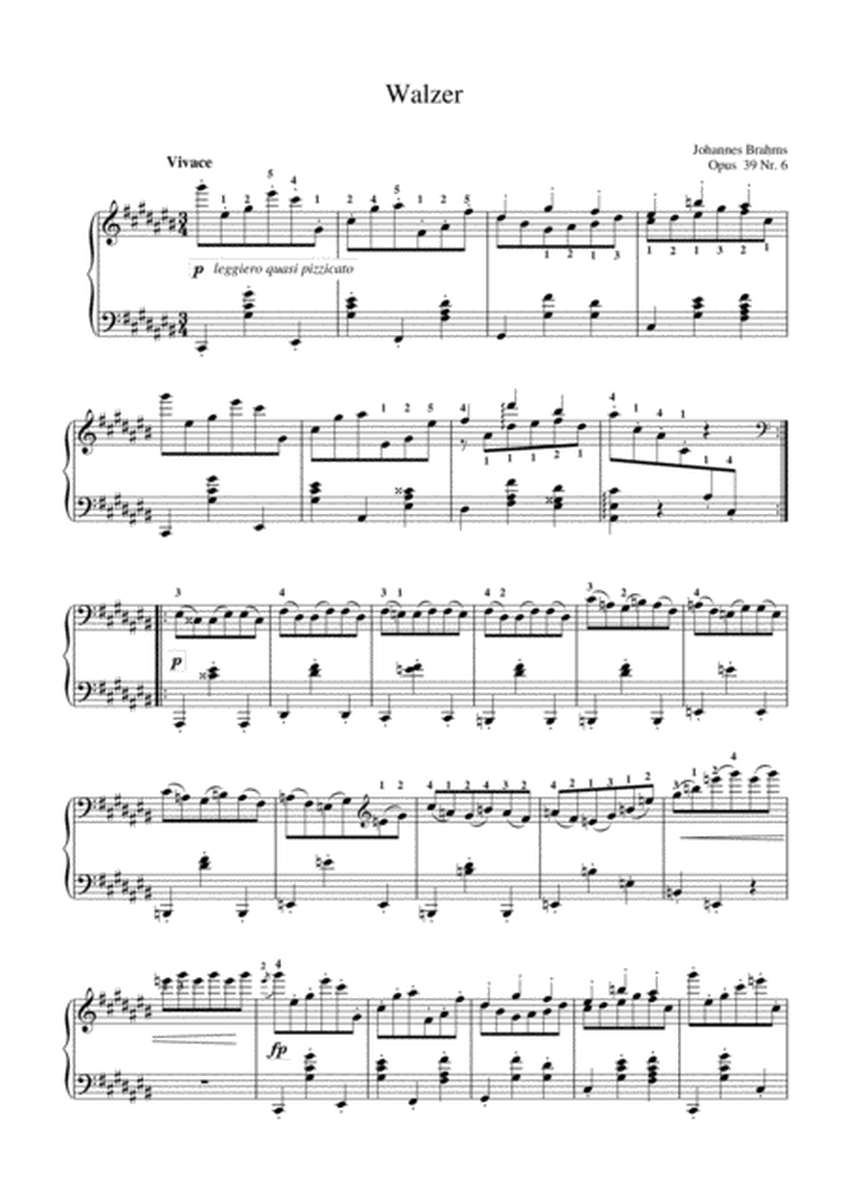 Brahms - Waltz in C sharp major op.39 NO.6 image number null