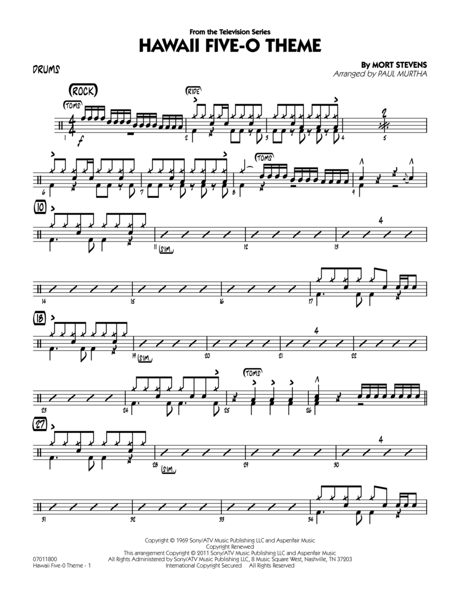 Hawaii Five-O Theme - Drums