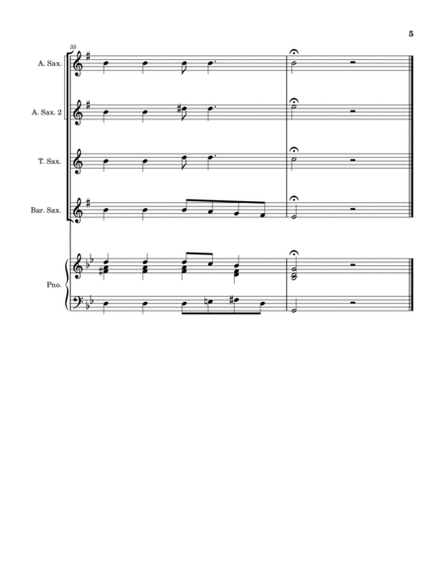 Go Down Moses - saxophone quartet with piano accompaniment - score and parts image number null