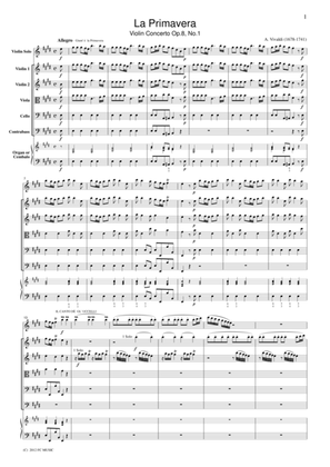 Book cover for Vivaldi La Primavera Violin Concerto Op.8, No.1, for string orchestra, SV001