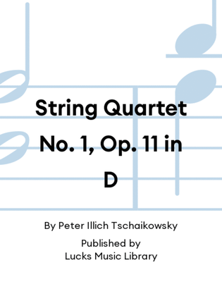 Book cover for String Quartet No. 1, Op. 11 in D