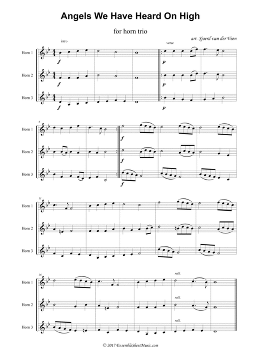 14 Christmas Carols for horntrio (easy - medium) image number null