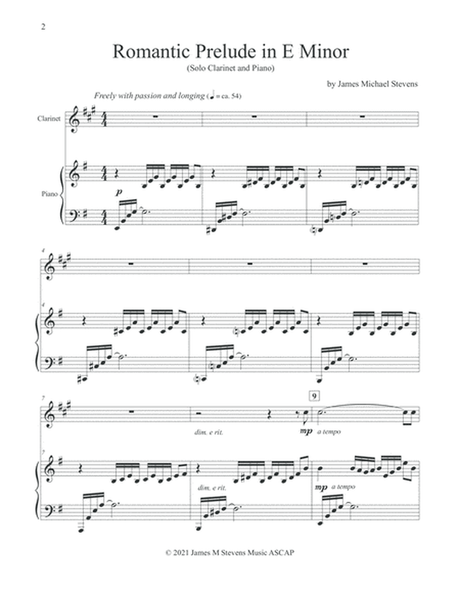 Romantic Prelude in E Minor - Clarinet & Piano image number null