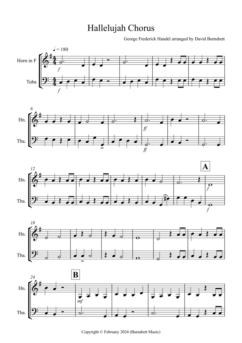 Hallelujah Chorus for Horn and Tuba Duet image number null