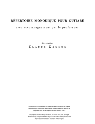 Book cover for Répertoire monodique pour guitare