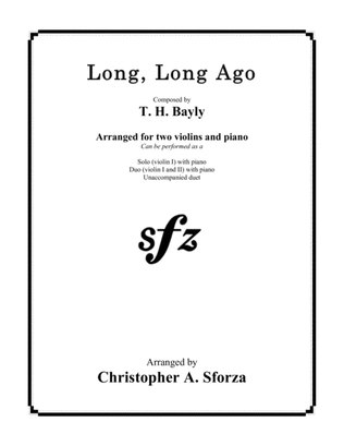 Book cover for Long, Long Ago, for two violins and piano