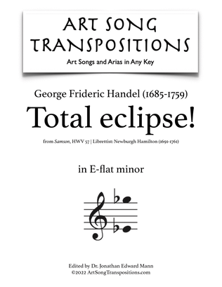 Book cover for HANDEL: Total eclipse! (transposed to E-flat minor)