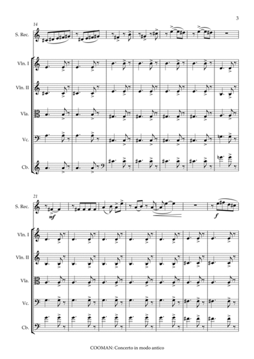 Carson Cooman - Concerto in modo antico (2011) for recorder (soprano or tenor) and strings, full sco by Carson Cooman String Orchestra - Digital Sheet Music