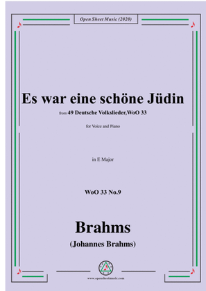 Book cover for Brahms-Es war eine schöne Jüdin,WoO 33 No.9,in E Major,for Voice and Piano