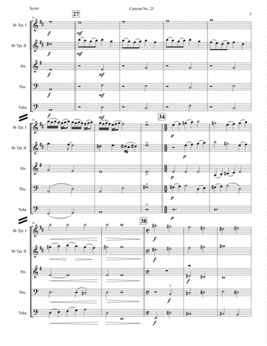 Canzon No.23 "a Baroque Madrigal" by Johann Hermann Schein for Brass Quintet image number null