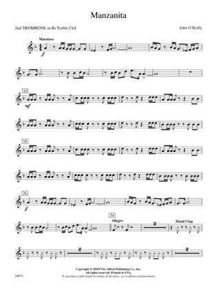 Manzanita: (wp) 2nd B-flat Trombone T.C.