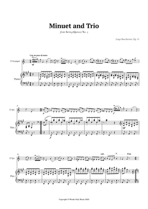 Book cover for Minuet by Boccherini for Trumpet in D and Piano