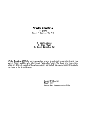 Book cover for Carson Cooman: Winter Sonatina (2007) for piano