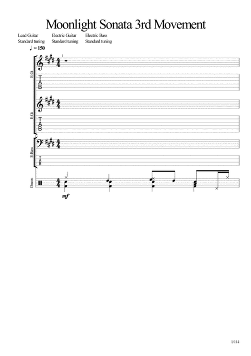 Moonlight Sonata C# Minor 3rd Movement Full Score image number null