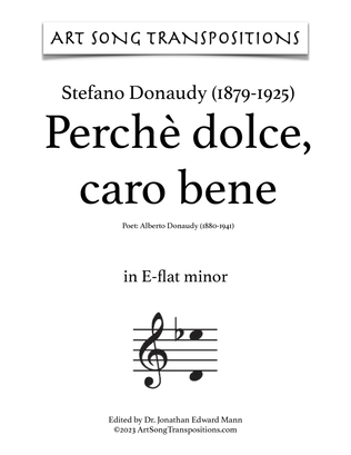Book cover for DONAUDY: Perchè dolce, caro bene (transposed to E-flat minor)