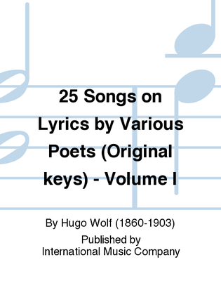 Book cover for 25 Songs On Lyrics By Various Poets (G. & E.) Original Keys - Volume I