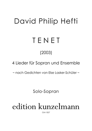 Book cover for TENET, 4 songs for soprano and ensemble