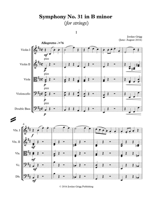 Book cover for Symphony No 31 in B minor (for strings)-Score and parts