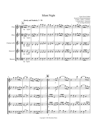 Silent Night (Bb) (Woodwind Quintet - 1 Flute, 1 Oboe, 1 Clar, 1 Hrn, 1 Bassoon)