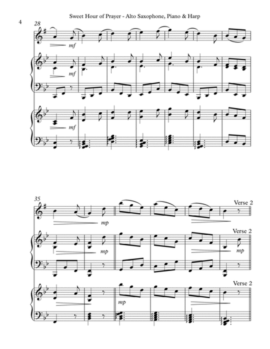 Sweet Hour of Prayer, Trio for Eb Alto Saxophone, Piano & Harp image number null