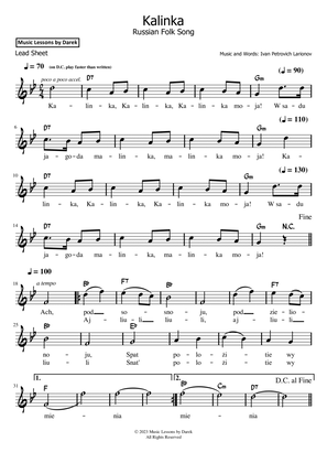 Kalinka (Russian Folk Song) [LEAD SHEET]