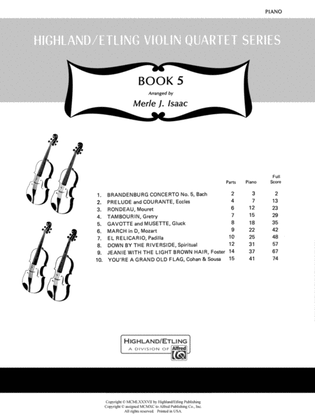 Book cover for Highland/Etling Violin Quartet Series: Set 5: Piano Accompaniment