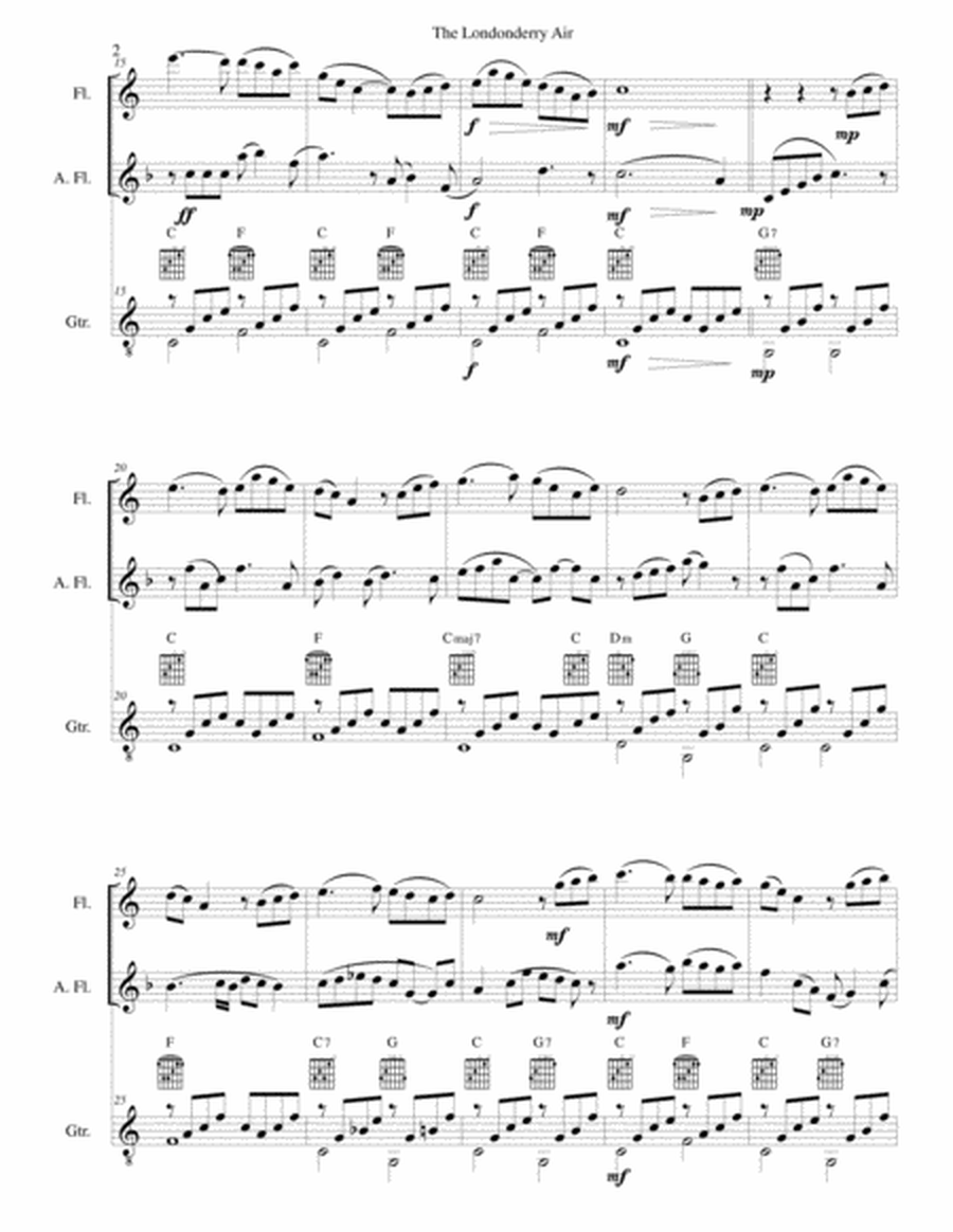 The Londonderry Air (Oh Danny Boy) for flute, alto flute and guitar image number null