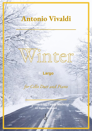 Book cover for Winter by Vivaldi - Cello Duet and Piano - II. Largo (Full Score and Parts)