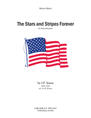 Book cover for Stars and Stripes Forever! for flute (or piccola) and easy piano (D Major)