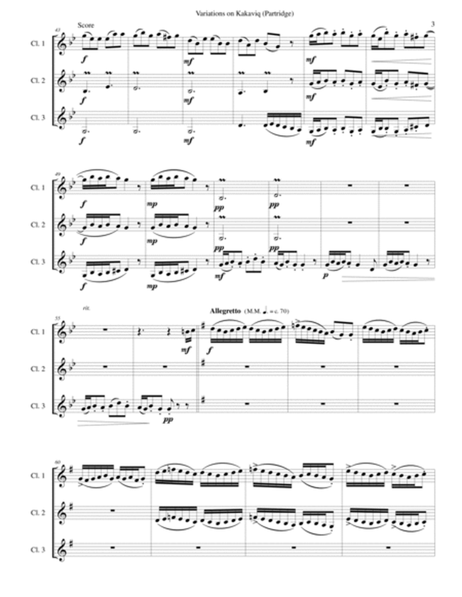 Variations on Կաքաւիկ (Kakaviq - Partridge) by Komitas Vardapet arranged for clarinet trio image number null