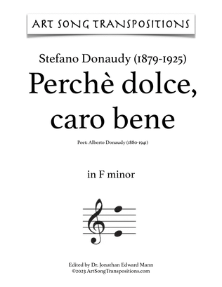 Book cover for DONAUDY: Perchè dolce, caro bene (transposed to F minor)