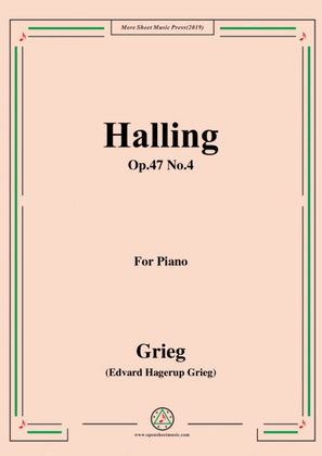 Book cover for Grieg-Halling Op.47 No.4,for Piano