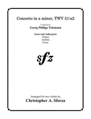Book cover for Concerto in a minor, TWV 51:a2