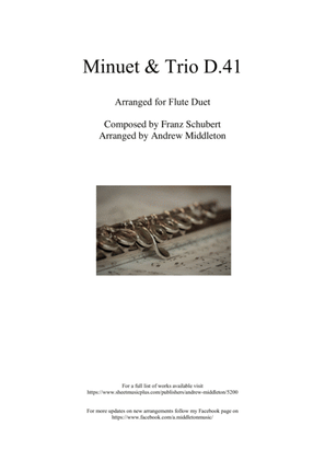 Book cover for Minuet & Trio D.41 arranged for Flute Duet