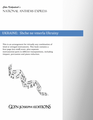 Book cover for Ukraine National Anthem: Shche ne vmerla Ukrainy