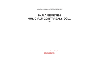 Book cover for [Semegen] Music for Contrabass Solo
