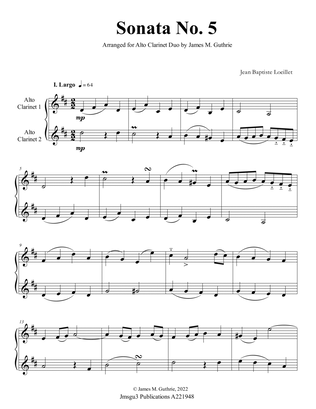 Book cover for Loeillet: Sonata No. 5 for Alto Clarinet Duo